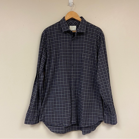 Billy Reid Other - Billy Reid Men's Blue Plaid Cotton Button Up Collared Shirt Size Large